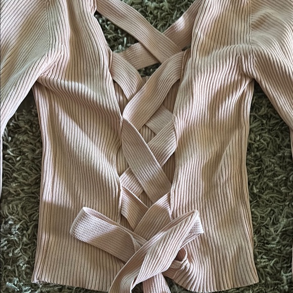 Pink Ribbed Women's Top - Picture 4 of 4